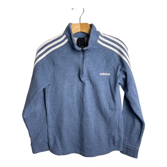 Adidas Women's Essentials Blue 3-Stripes Half-Zip Track Jacket Size Medium - Picture 2 of 9